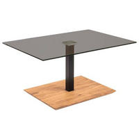 COUCHTISCH Wildeiche massiv Parsolglas 90/60/47 cm rechteckig Schwarz, Eichefarben  - Eichefarben/Schwarz, Natur, Glas/Holz (90/60/47cm) - Novel