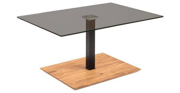 COUCHTISCH Wildeiche massiv Parsolglas 90/60/47 cm rechteckig Schwarz, Eichefarben  - Eichefarben/Schwarz, Natur, Glas/Holz (90/60/47cm) - Novel