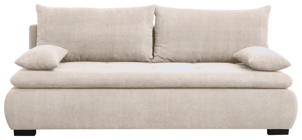 SCHLAFSOFA in Webstoff, Plüsch Naturfarben  - Schwarz/Naturfarben, Konventionell, Textil (203/72-96/98cm) - Novel