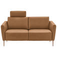 2-SITZER-SOFA  in Echtleder Haselnussfarben   - Eichefarben/Beige, Natur, Leder/Holz (182/86/87cm) - Valnatura