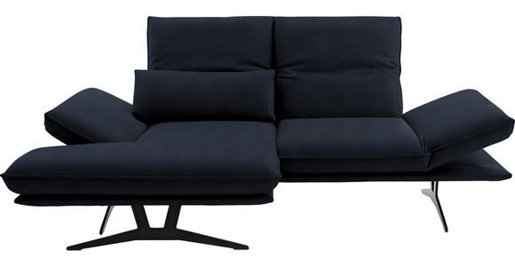ECKSOFA  in Echtleder Dunkelblau Armteilverstellung, Kopfteilverstellung  130/210 cm  - Gelb/Schwarz, Design, Leder/Metall (130/210cm) - Dieter Knoll