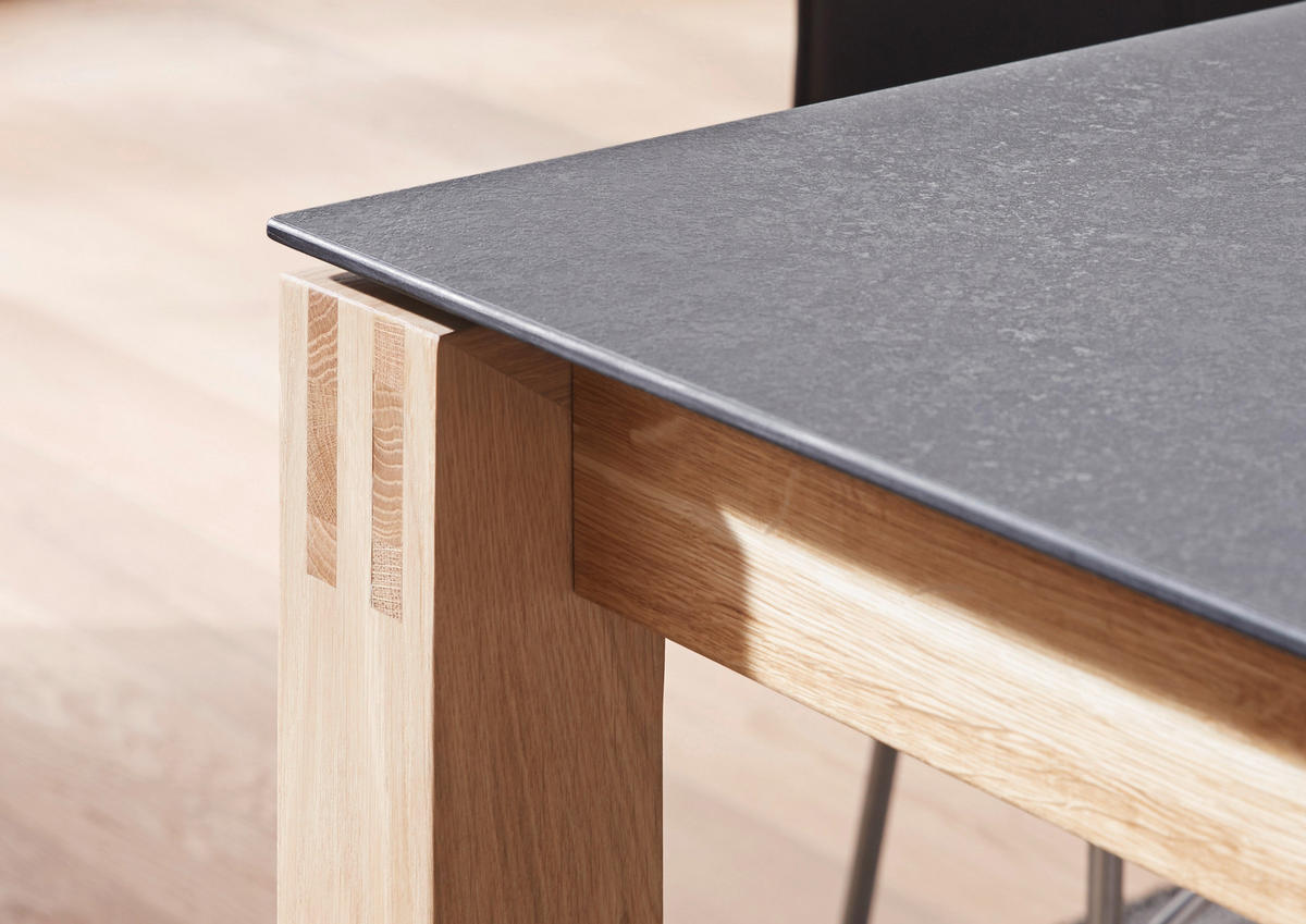 ESSTISCH Graphitfarben, Eichefarben rechteckig  ausziehbar, in verschiedenen Größen erhältlich, in verschiedenen Holzarten erhältlich, Variantenauswahl  - Eichefarben/Graphitfarben, Design, Holz/Kunststoff (180-280/90/75cm) - Dieter Knoll