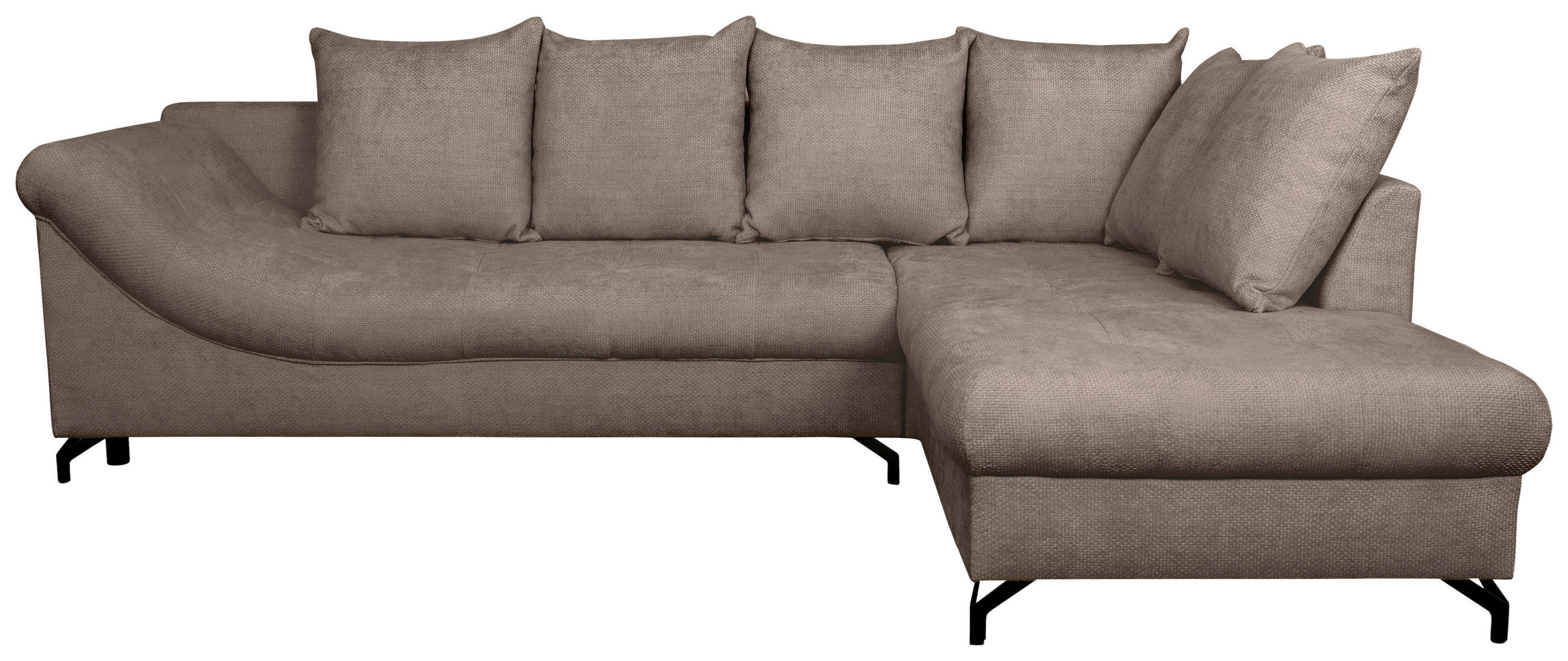 ECKSOFA Braun Struktur  - Schwarz/Braun, KONVENTIONELL, Textil/Metall (274/194cm) - Carryhome