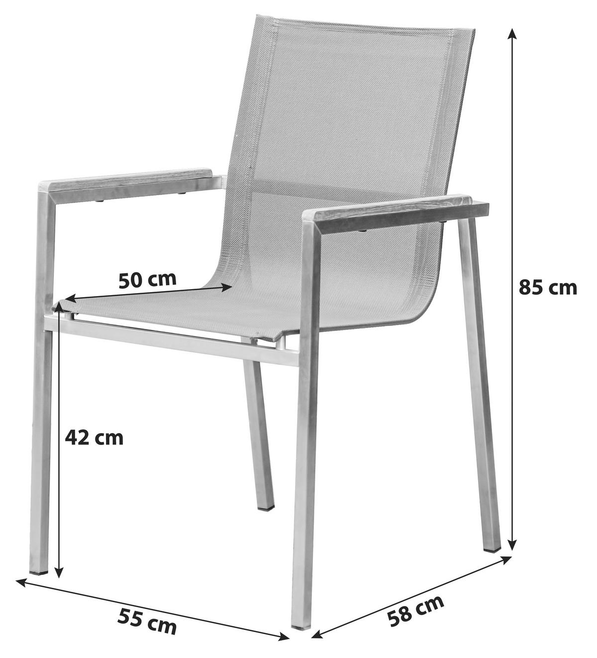 GARTENSET TeakholzEdelstahl  - Silberfarben/Teakfarben, MODERN, Glas/Holz - Gardenson