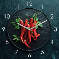WANDUHR  Rot, Schwarz  - Rot/Schwarz, Basics, Glas (30/30/3,1cm) - Euroart