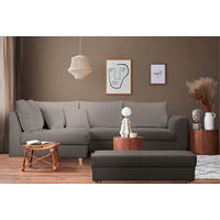 ECKSOFA inkl. Hocker Ariella in Bouclé Dunkelgrau  161/231 cm  - Dunkelgrau/Naturfarben, Design, Holz/Textil (161/231cm) - Livetastic