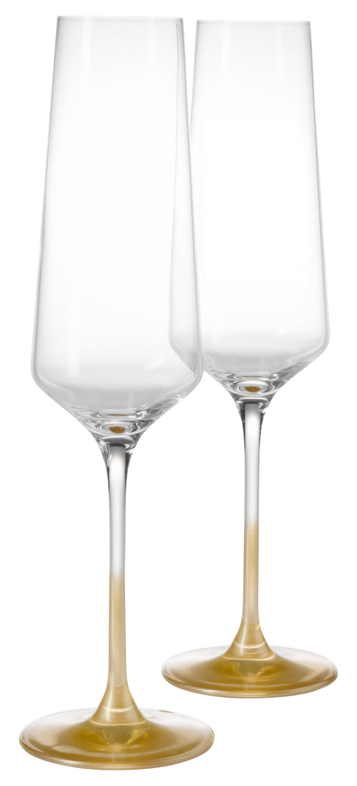 SEKTGLAS 280 ml 2-teilig  - Klar/Goldfarben, LIFESTYLE, Glas (15,3/27/7,8cm) - Leonardo