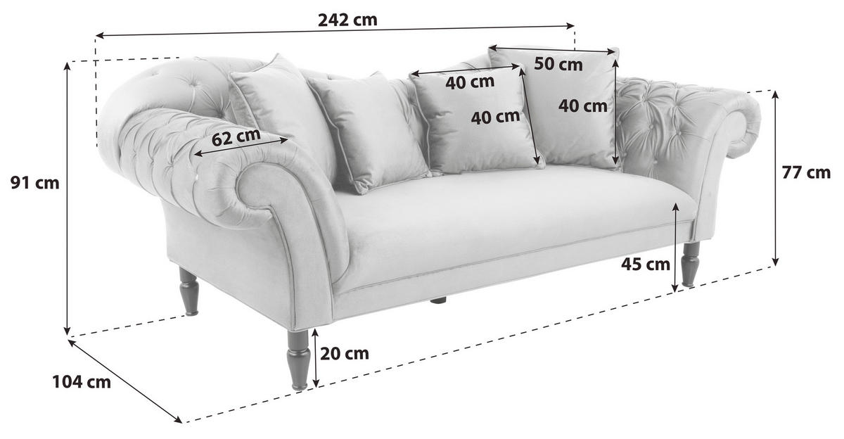 3-SITZER-SOFA in Velours Rot  - Rot/Schwarz, Design, Holz/Textil (242/91/104cm) - MID.YOU