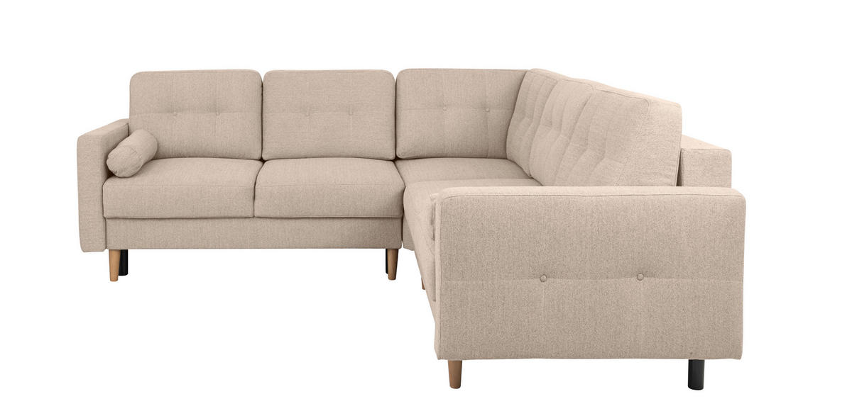 ECKSOFA in Beige  - Beige/Buchefarben, Design, Holz/Textil (242/242cm) - MID.YOU