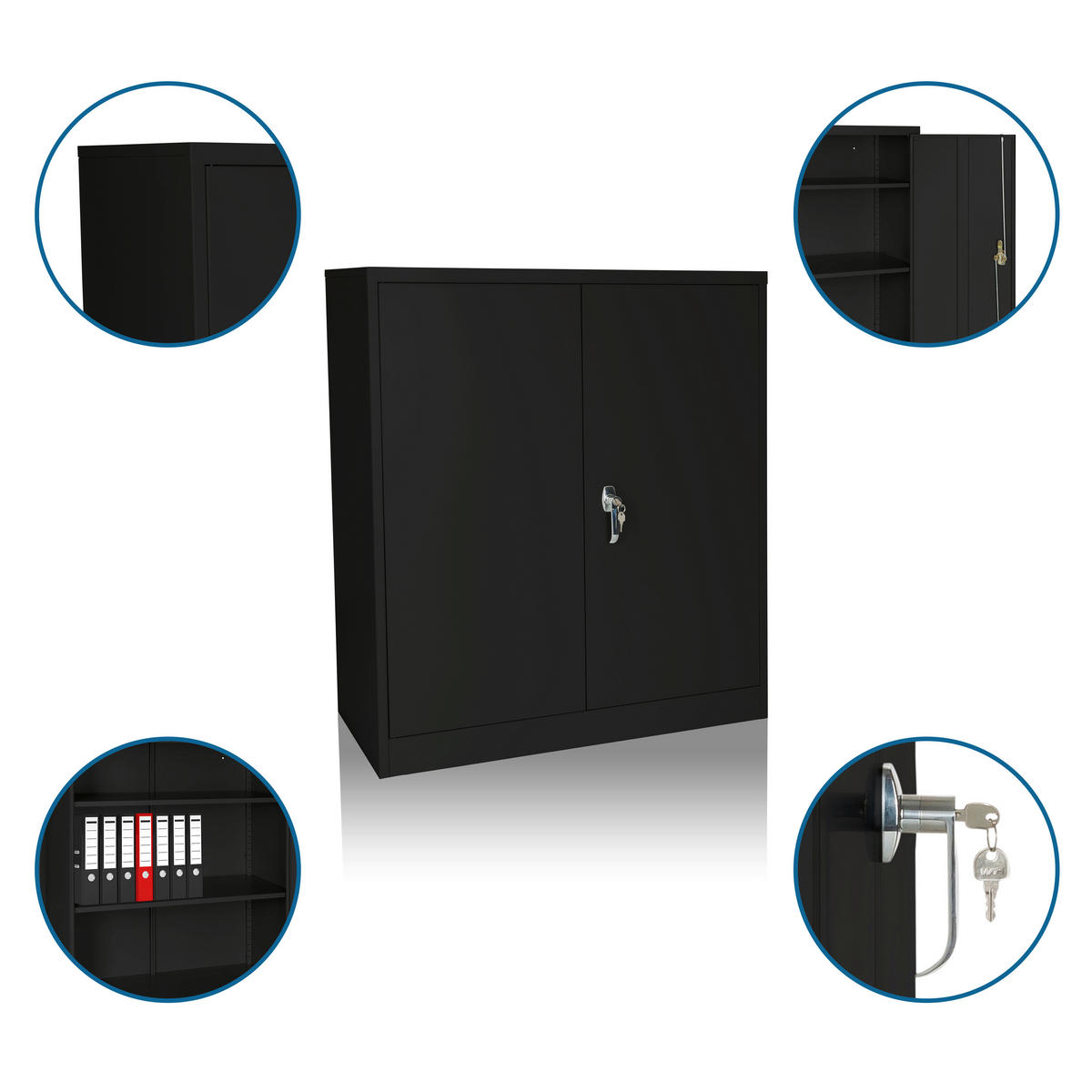 AKTENSCHRANK 90/105/40 cm  - Schwarz, Basics, Metall (90/105/40cm) - MID.YOU