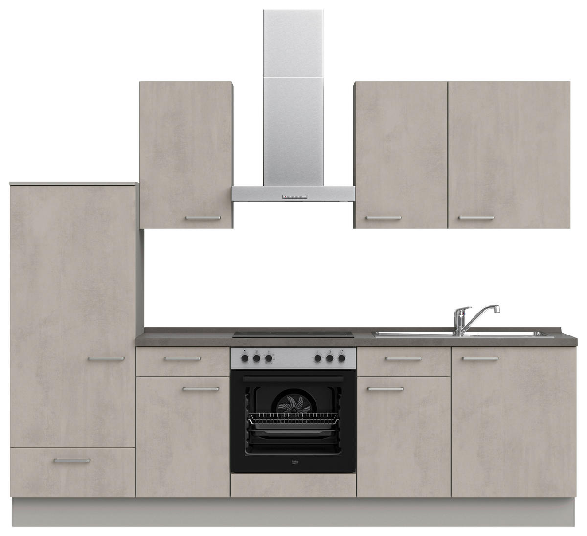 KÜCHENBLOCK 270 cm   in Grau, Schieferfarben  - Schieferfarben/Edelstahlfarben, MODERN, Holzwerkstoff/Metall (270cm) - Nobilia