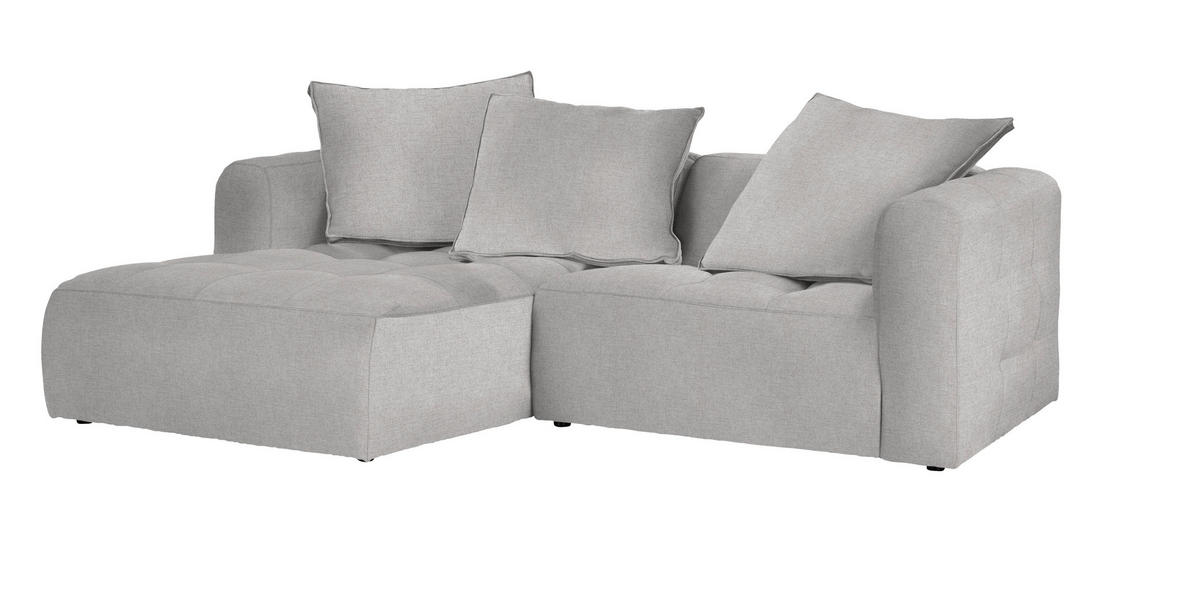 ECKSOFA in Flachgewebe Ecru  - Ecru/Schwarz, Modern, Kunststoff/Textil (173/240cm) - Stylife