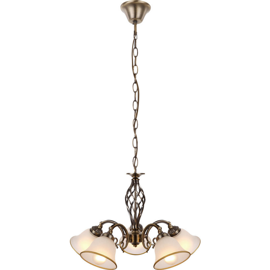 Hängeleuchte H: 120 cm 5-Flammig, mit Glasschirm