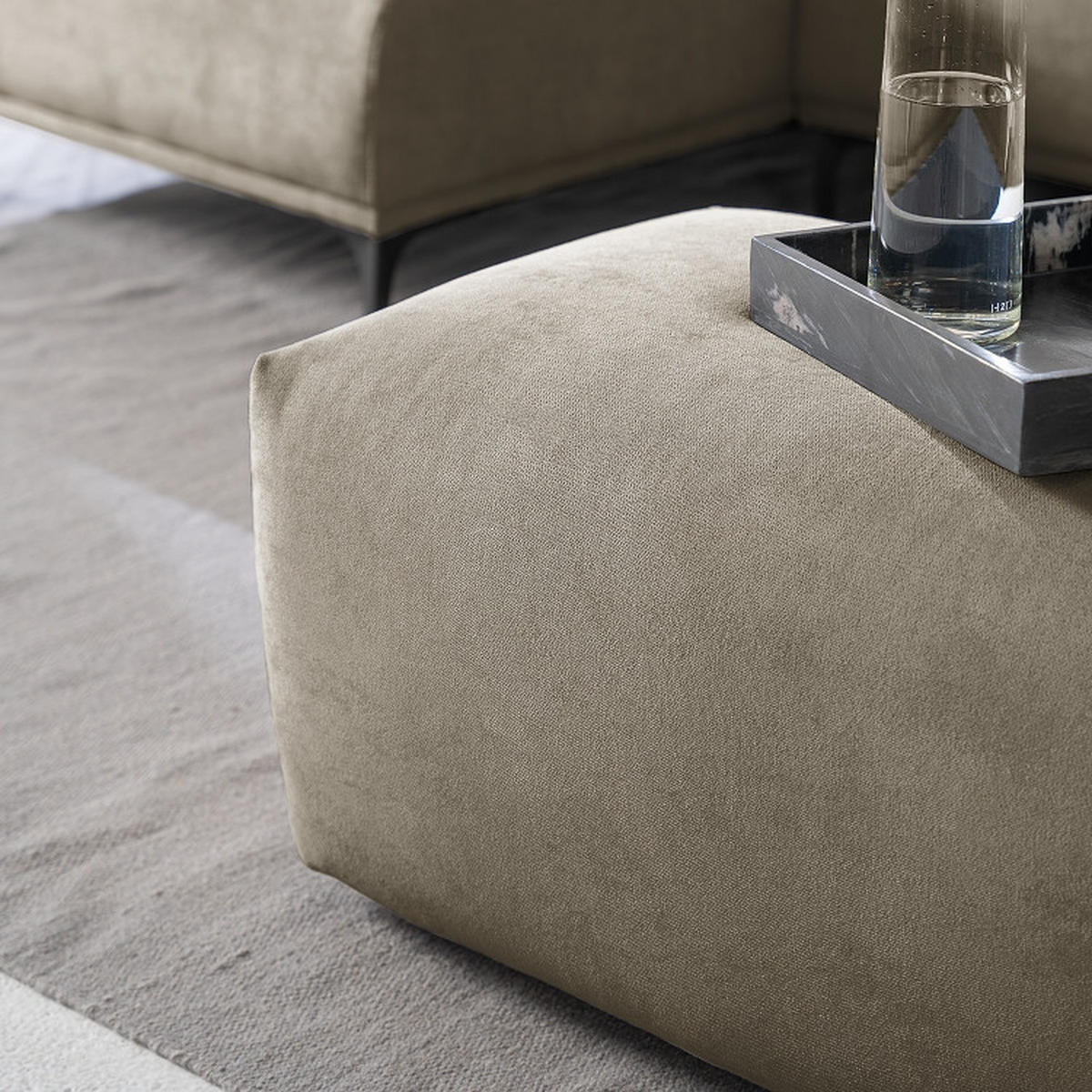 HOCKER in Textil Grau  - Schwarz/Grau, Modern, Kunststoff/Textil (102/41/52cm) - Trendmanufaktur
