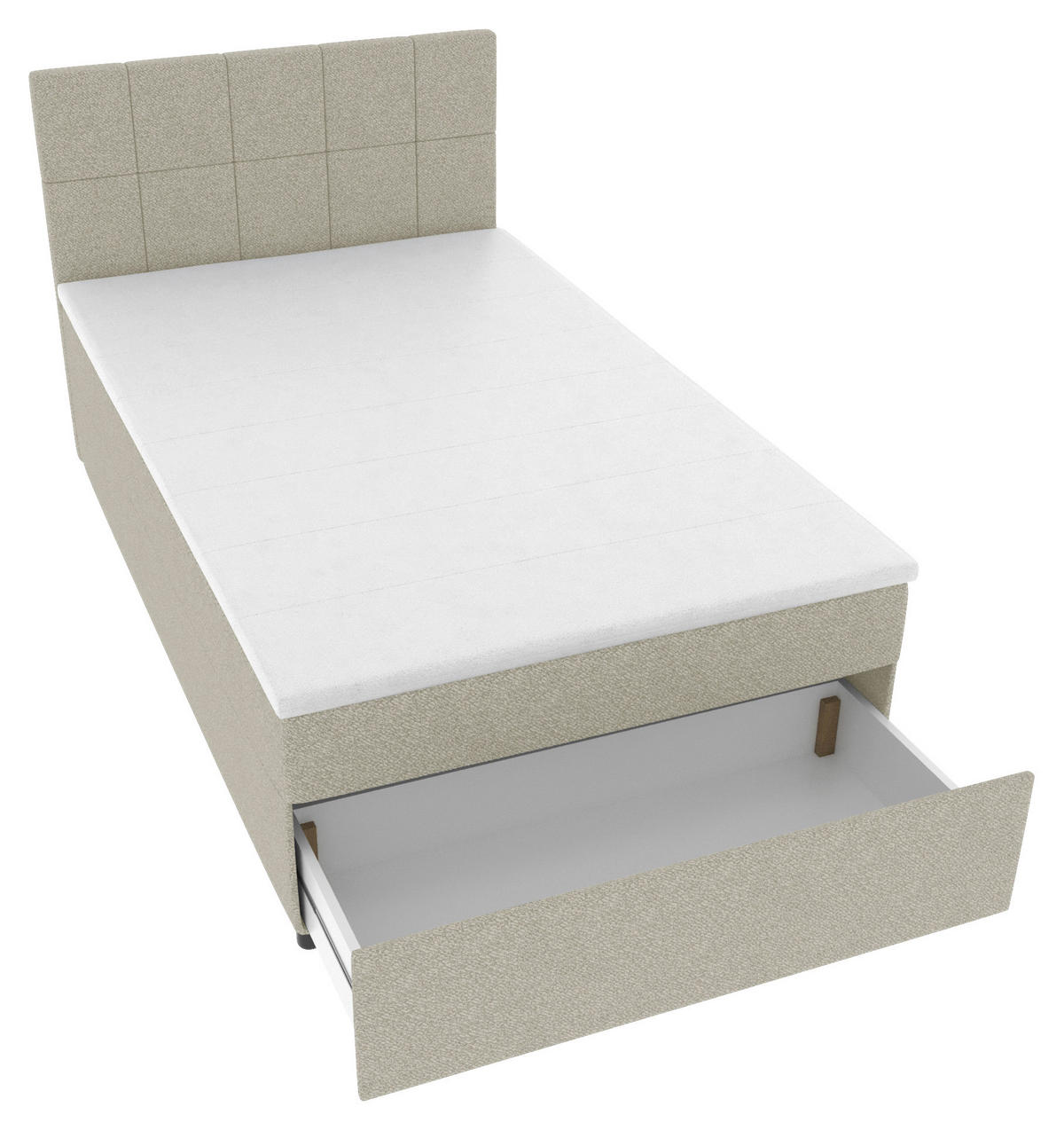 BOXBETT 120/200 cm,  in Hellgrau, Matratze, Topper, Bettschublade, H3 = fest  - Hellgrau/Schwarz, KONVENTIONELL, Kunststoff/Textil (120/200cm) - Boxxx