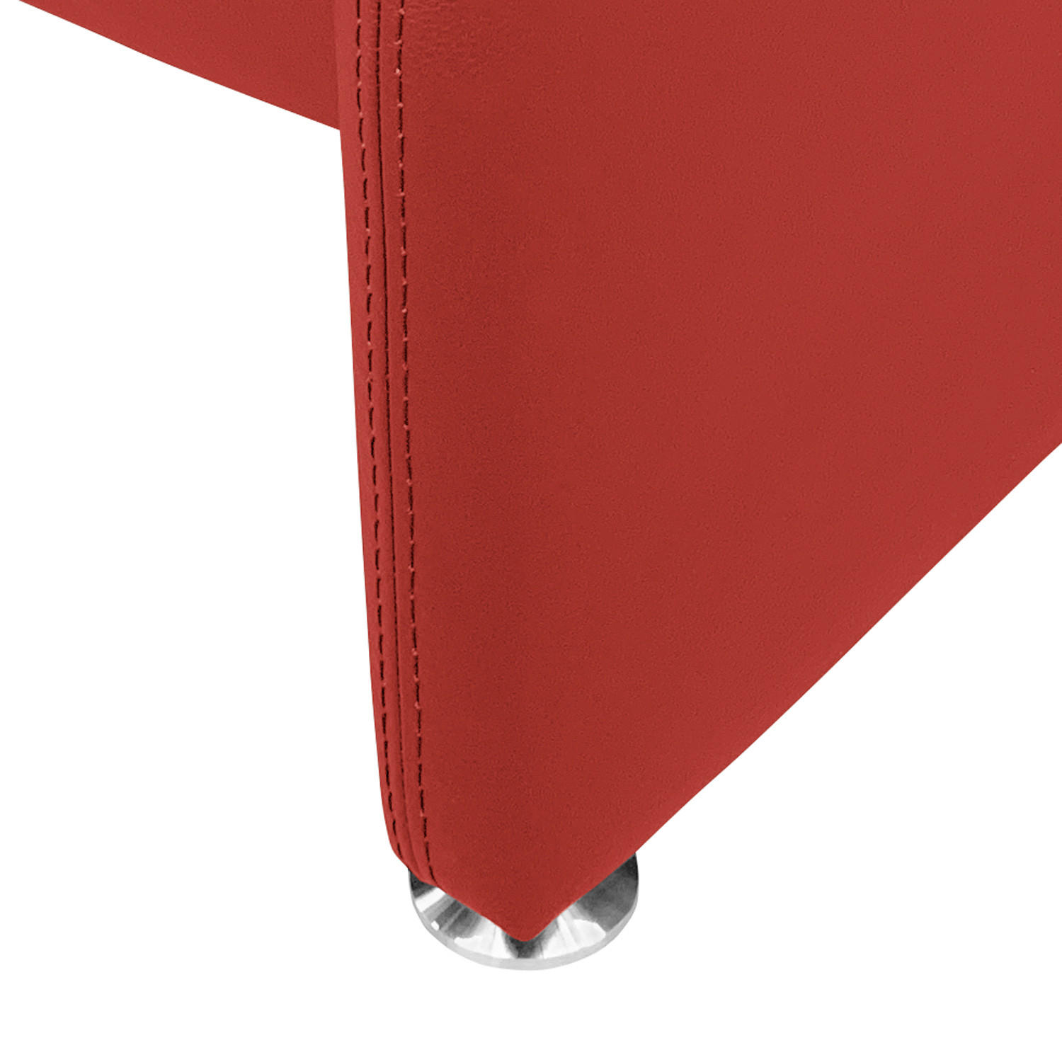 HOCKER in Leder Rot - Silberfarben/Rot, Design, Leder/Metall (62/42/60cm) - Livetastic