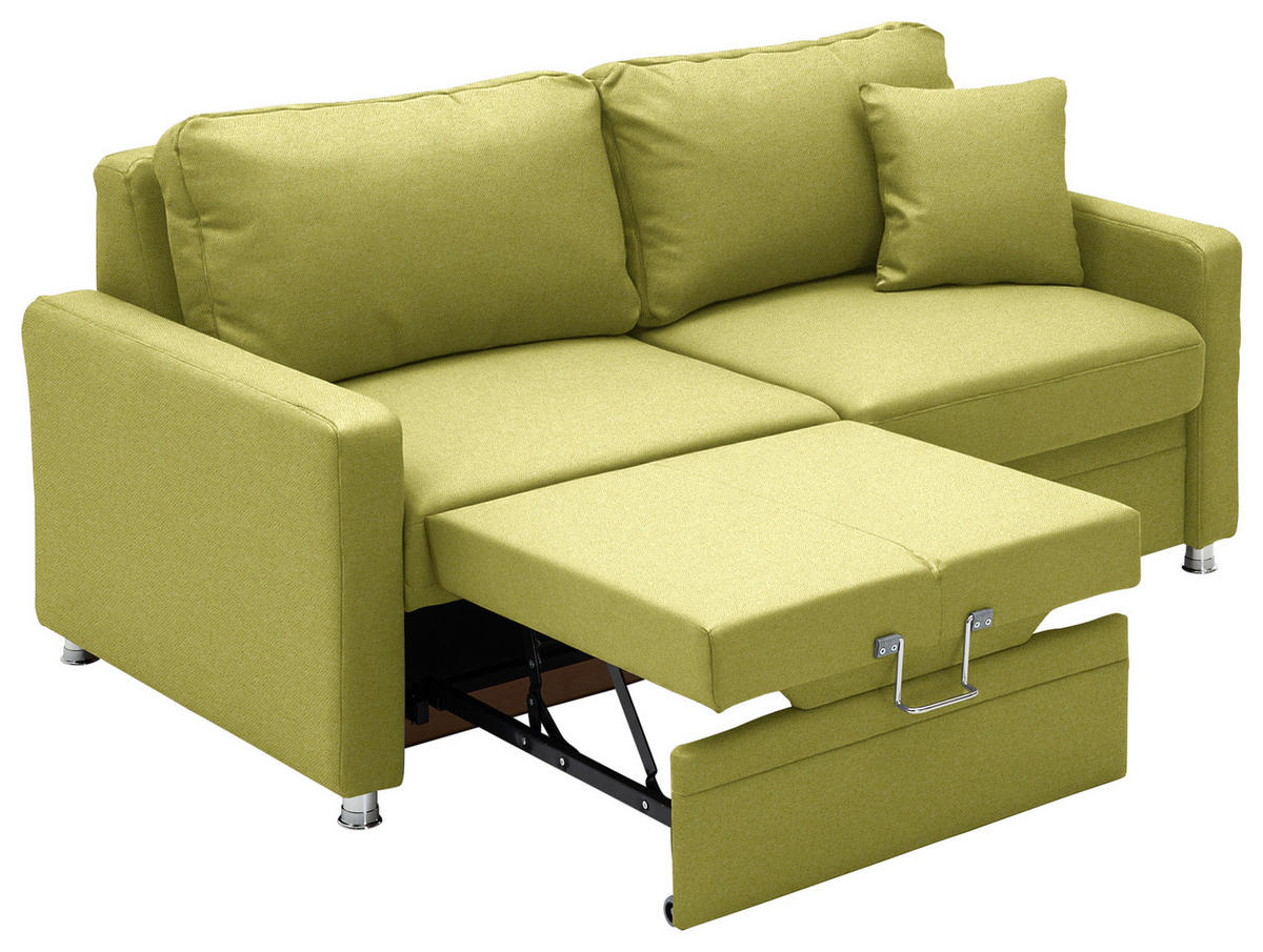 SCHLAFSOFA  in Chenille Limette  - Chromfarben/Limette, KONVENTIONELL, Textil/Metall (186/90/100cm) - Beldomo Style