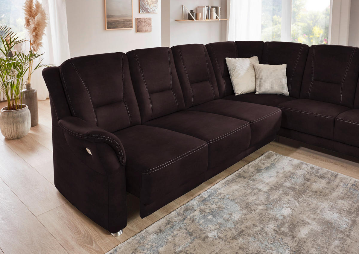 ECKSOFA in Mikrofaser Dunkelbraun  275/223 cm  - Dunkelbraun/Beige, KONVENTIONELL, Textil/Metall (275/223cm) - Beldomo Comfort