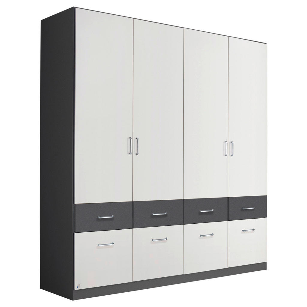 Drehtürenschrank Mit Schubladen 181 Cm Aalen Extra Grau/weiß