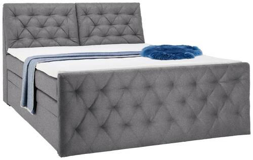 Pat boxspring 180x200 cm  in gri  - negru/gri, Design, plastic/textil (236/119/181cm) - Esposa
