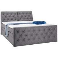 Pat boxspring 180x200 cm  in gri  - negru/gri, Design, plastic/textil (236/119/181cm) - Esposa