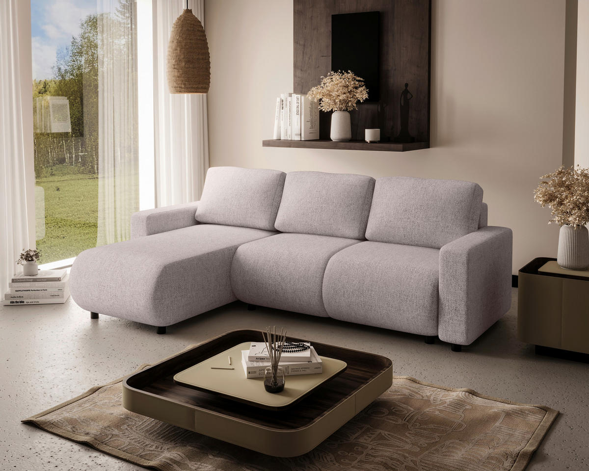 ECKSOFA Beige Webstoff  - Beige/Schwarz, MODERN, Kunststoff/Textil (150/240cm) - Xora