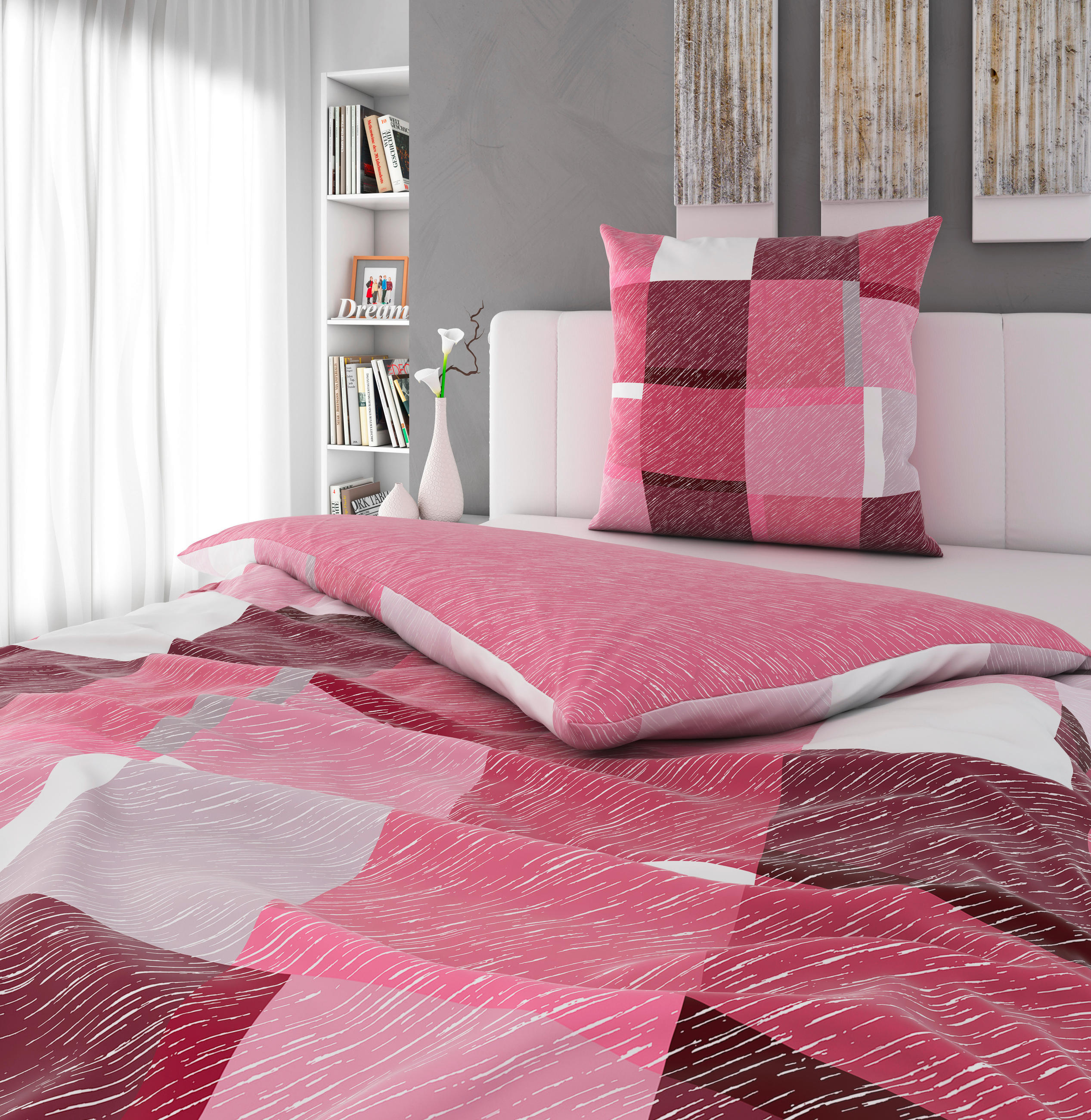 WENDEBETTWÄSCHE Satin 135/200 cm  - Pink, Design, Textil (135/200cm) - Bio:Vio