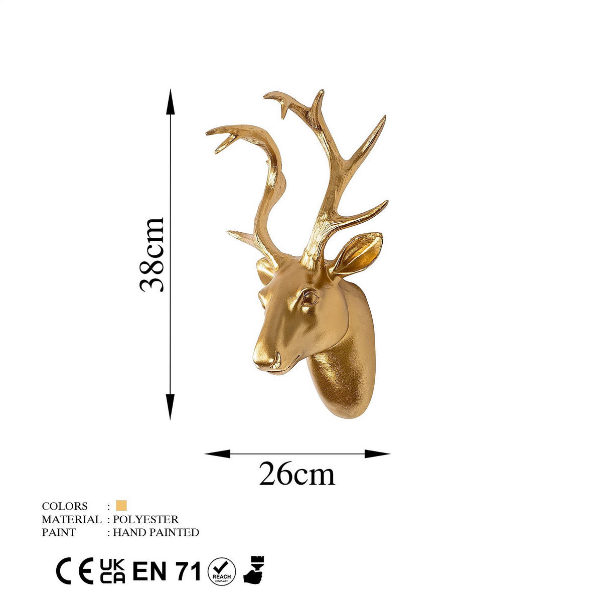 WANDDEKO Kunststoff  - Goldfarben, Basics, Kunststoff (26/38/17cm) - X-Mas