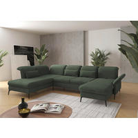 WOHNLANDSCHAFT Grün Flachgewebe  - Schwarz/Grün, KONVENTIONELL, Textil/Metall (231/359/198cm) - Sit & More