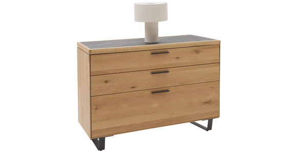 KOMMODE in 122/75/45 cm - Wildeiche/Schwarz, Design, Holz/Metall (122/75/45cm) - Valnatura