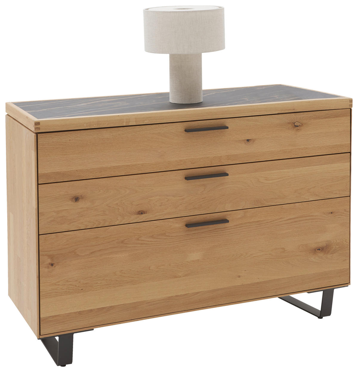 KOMMODE  in 122/75/45 cm  - Wildeiche/Schwarz, Design, Holz/Metall (122/75/45cm) - Valnatura
