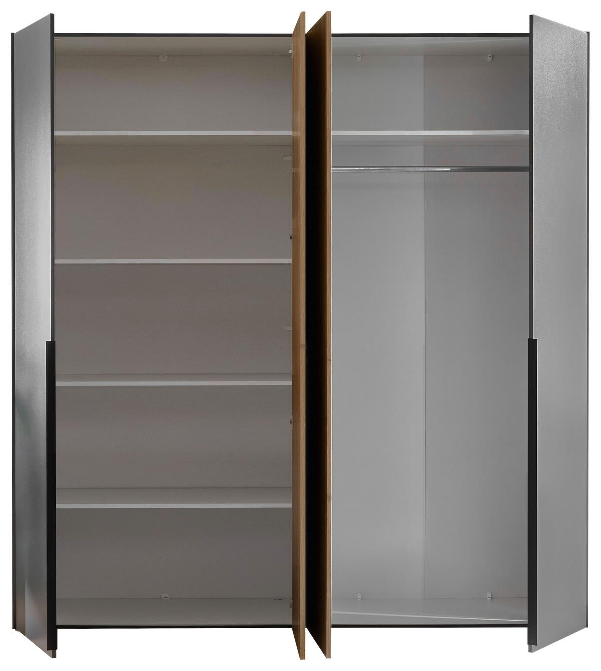 KLEIDERSCHRANK 200/210/53 cm 4-türig Graphitfarben, Eichefarben  - Eichefarben/Schwarz, KONVENTIONELL, Holzwerkstoff/Kunststoff (200/210/53cm) - Boxxx