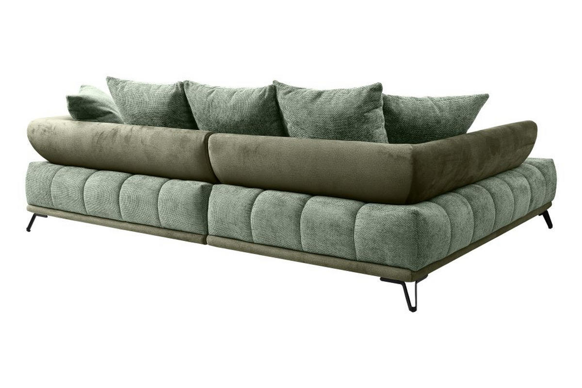 ECKSOFA in Chenille Grün  184/262 cm  - Schwarz/Grün, MODERN, Textil/Metall (184/262cm) - MID.YOU