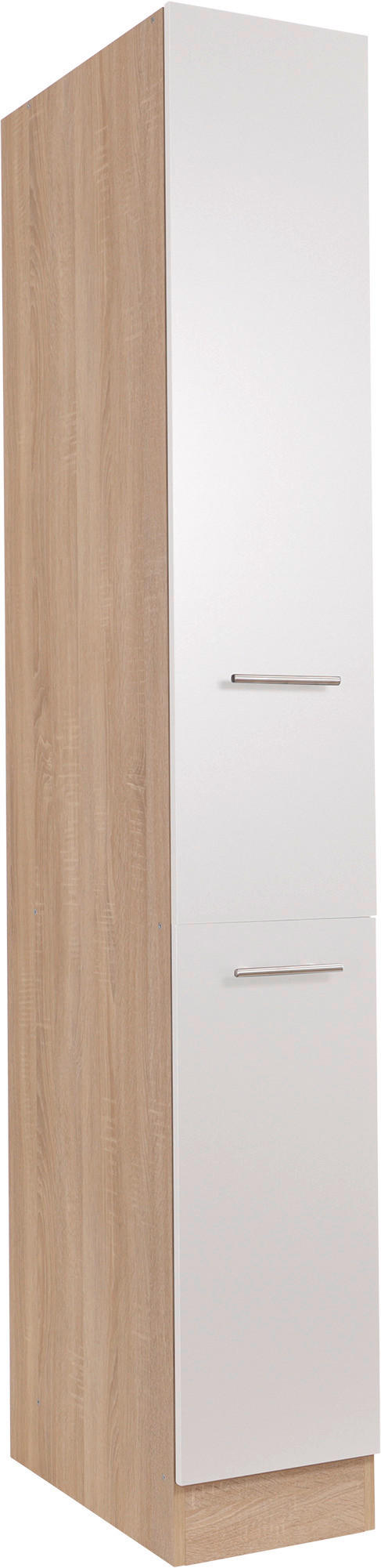 SKÅP MED UTDRAGSFUNKTION 30/200/60 cm  i vit, ekfärgad  - vit/silver, Basics, metall/trämaterial (30/200/60cm) - Respekta