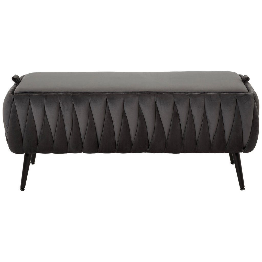 Thumbnail - Xora Hockerbank, Schwarz, Dunkelgrau, Metall, Textil, 2-Sitzer, 110x46x45 cm, Truhe im Sitz, in verschiedenen Größen erh...