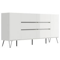 SIDEBOARD Posseik Industrial 199/93,6/42 cm 6 Schublade(n)  - Weiß Hochglanz/Schwarz, Design, Holzwerkstoff/Metall (199/93,6/42cm) - P & B
