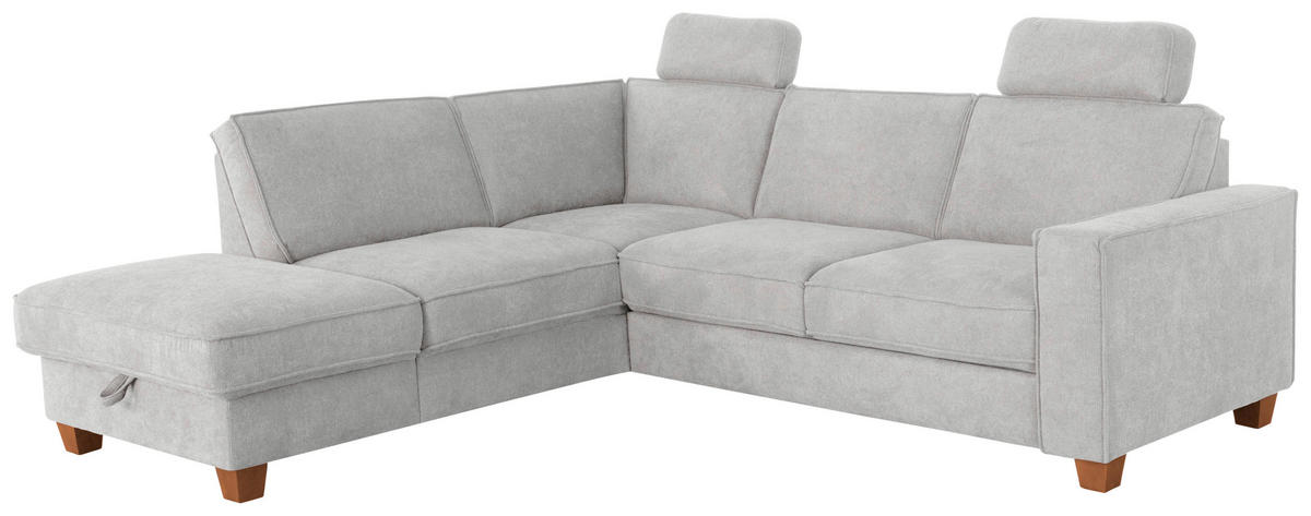 ECKSOFA Silberfarben Flachgewebe  - Eichefarben/Silberfarben, KONVENTIONELL, Holz/Textil (213/236cm) - Sit & More