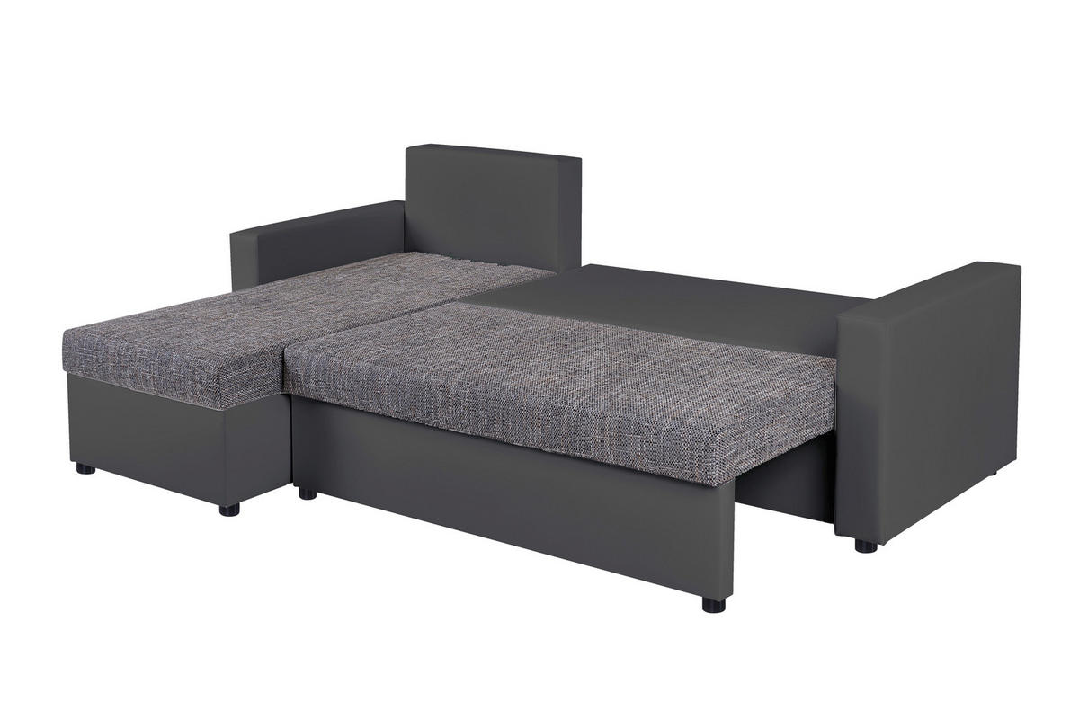 SAROKKANAPÉ textil, faalapú anyag szürke  - fekete/szürke, Design, műanyag/faalapú anyag (147/228cm) - P & B