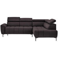 ECKSOFA in Velours Dunkelbraun  261/191 cm  - Dunkelbraun/Schwarz, Design, Textil/Metall (261/191cm) - Stylife