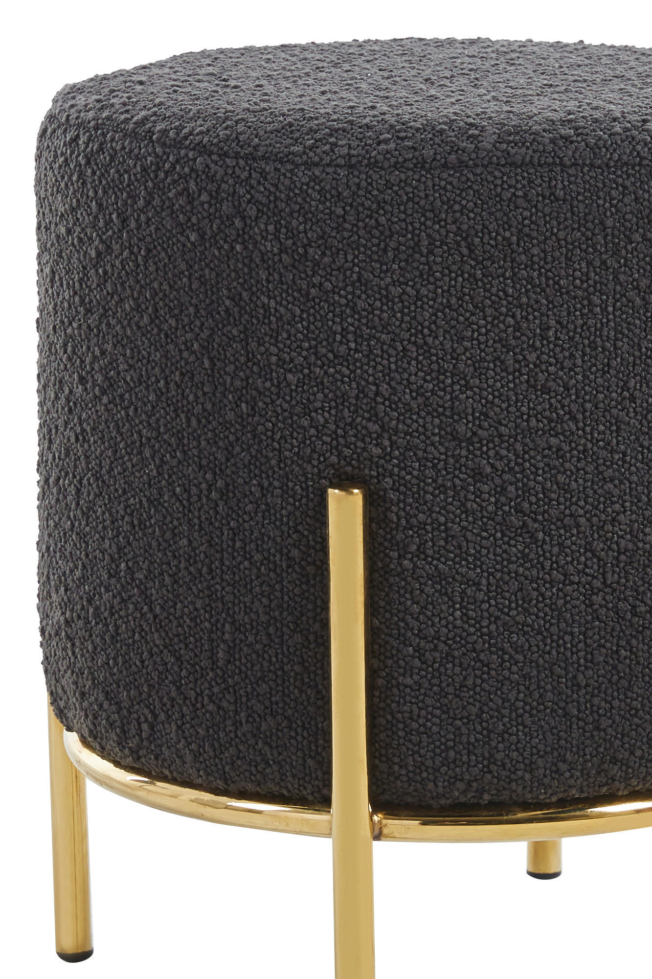 Thumbnail - Livetastic Hocker, Anthrazit, Gold, Textil, rund, 35x38x35 cm, Wohnzimmer, Hocker, Sitzhocker