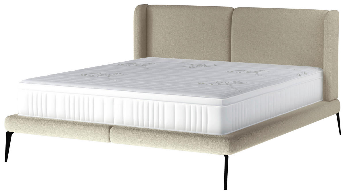 Polsterbett inkl. Matratze 180/200 cm  in Cognac  - Weiss/Cognac, Modern, Textil/Metall (180/200cm) - Livetastic