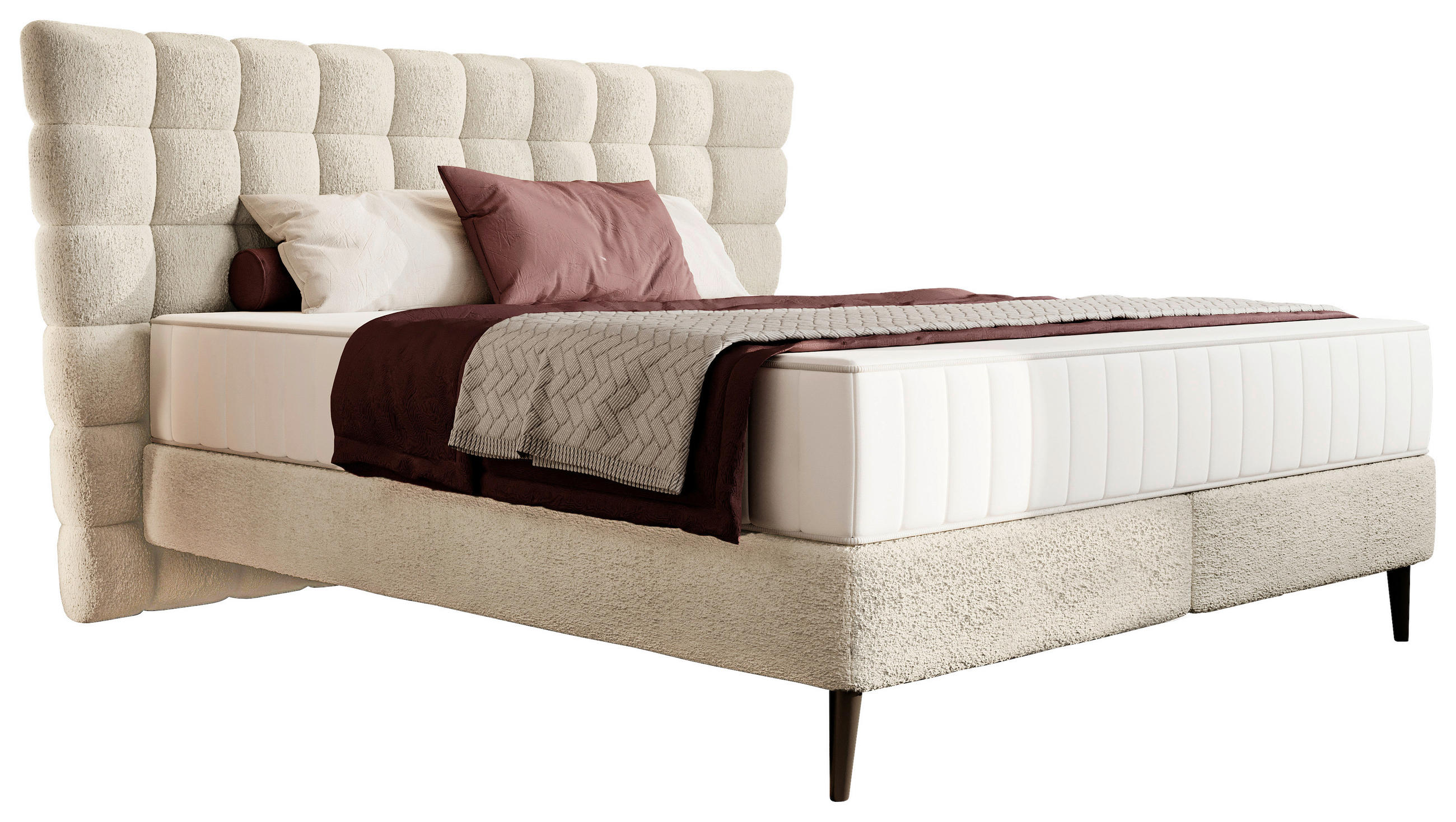BOXSPRINGBETT 180/200 cm in Creme - Creme/Schwarz, Design, Holz/Holzwerkstoff (180/200cm) - home24