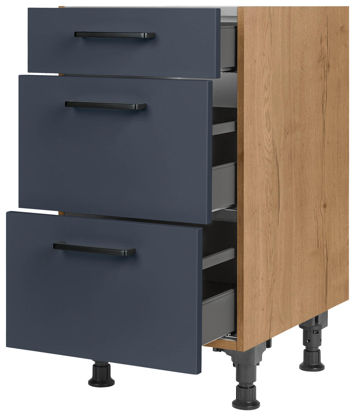 SCHUBKASTENUNTERSCHRANK 45/87/56 cm  in Blau, Eichefarben  - Blau/Eichefarben, MODERN, Holzwerkstoff/Metall (45/87/56cm) - Nobilia