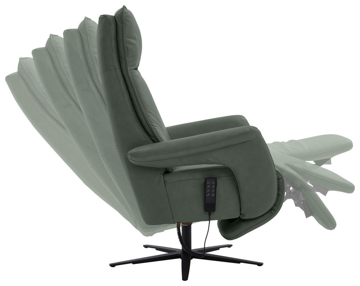RELAXSESSEL in Leder Dunkelgrün  - Dunkelgrün/Schwarz, Design, Leder/Metall (83/123/87cm) - Valdera