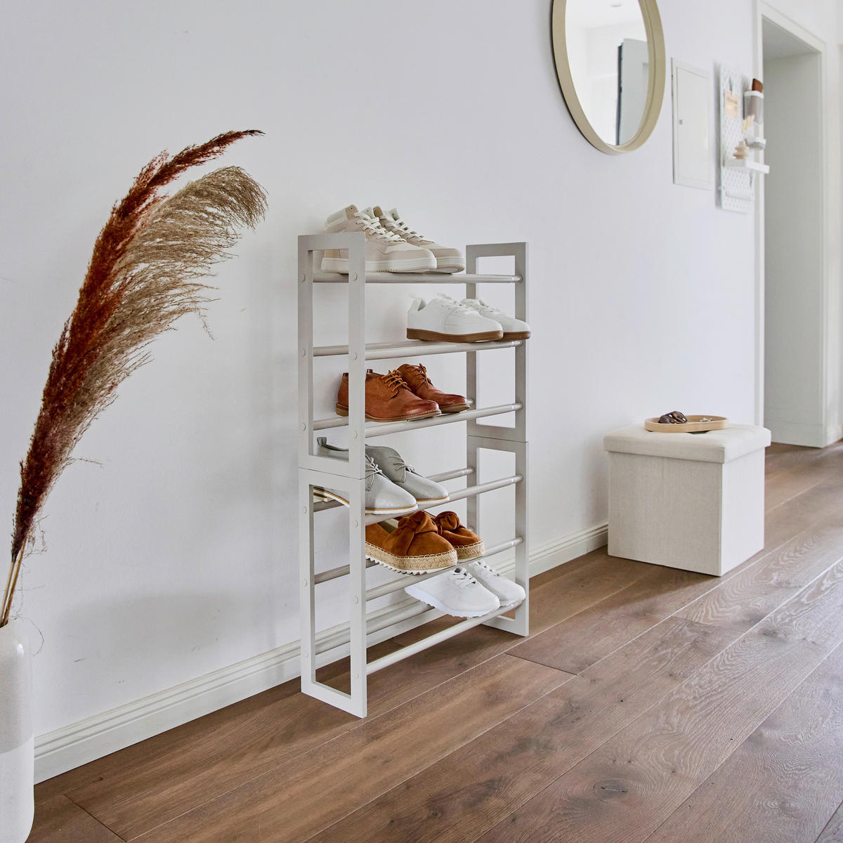 SCHUHREGAL Greige  - Greige, Basics, Holz/Metall (54,5-99/17/45,5cm) - Store It