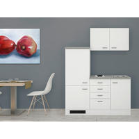 KÜCHENBLOCK 160 cm   in Weiß  - Edelstahlfarben/Hellgrau, MODERN, Holzwerkstoff/Kunststoff (160cm) - FlexWell