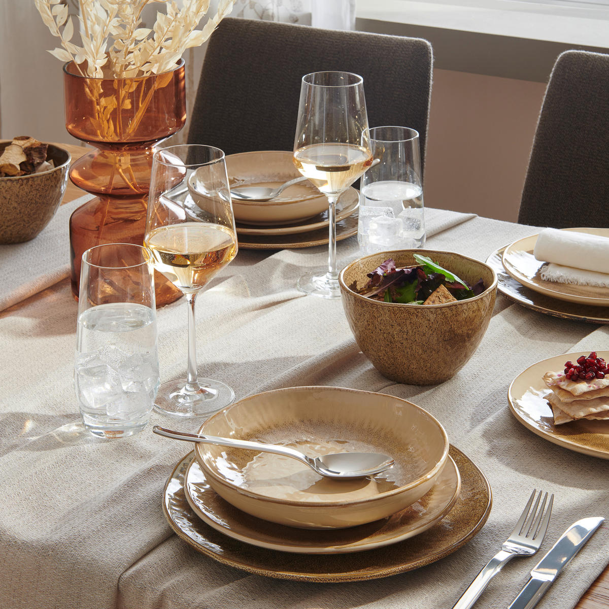 SPEISETELLERSET Matera 6-teilig  - Sandfarben, LIFESTYLE, Keramik (27cm) - Leonardo