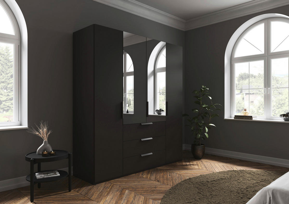 DREHTÜRENSCHRANK 201/235/61 cm,  in Graphitfarben, 4-türig  - Graphitfarben, Basics, Glas/Holzwerkstoff (201/235/61cm) - Novel