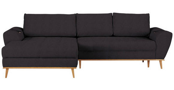 ECKSOFA in Webstoff Schwarz  - Eichefarben/Schwarz, Design, Holz/Textil (175/282cm) - Carryhome