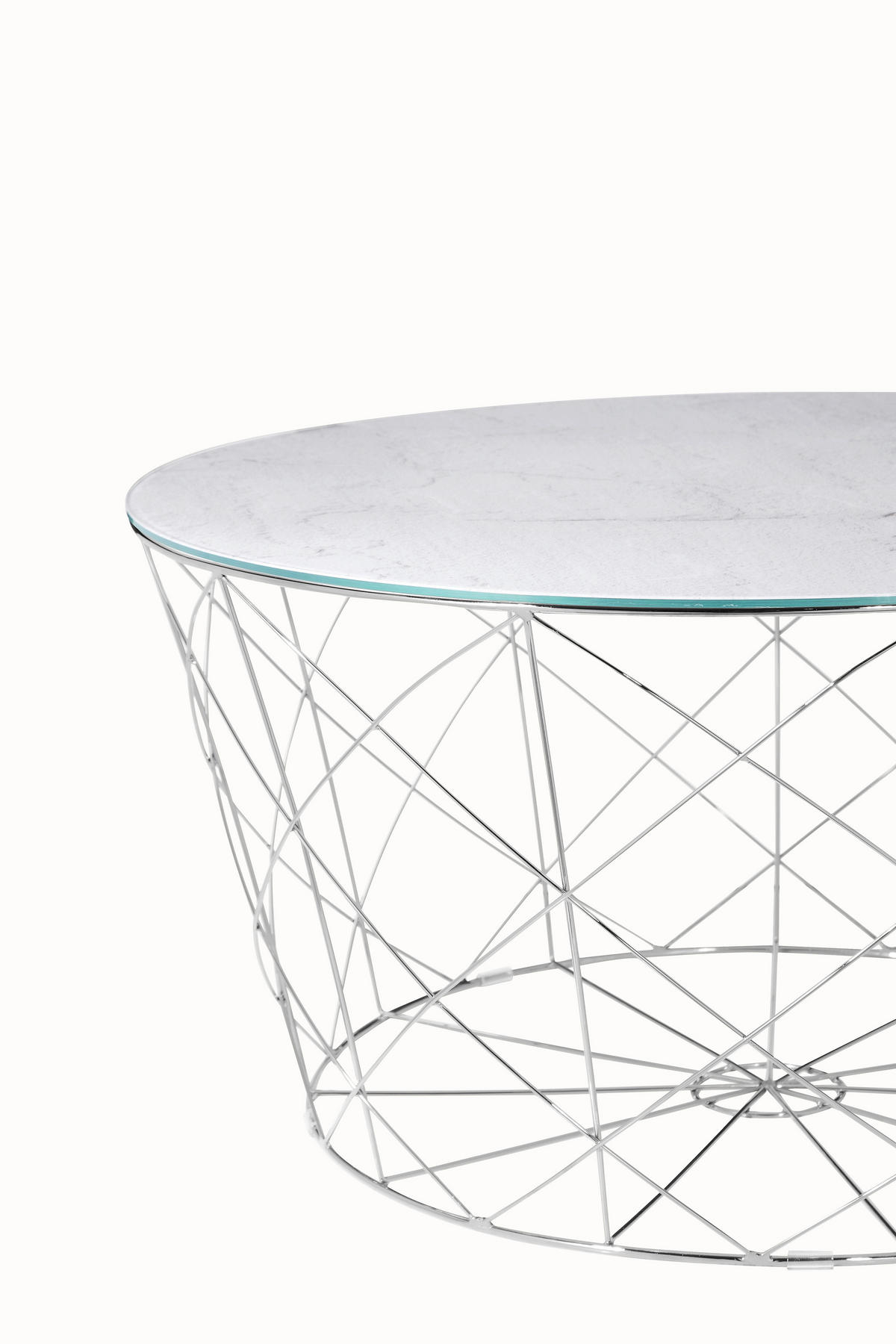 COUCHTISCH in Metall, Glas 80/80/45 cm  - Chromfarben/Weiß, Design, Glas/Metall (80/80/45cm) - Livetastic
